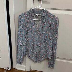 INTERMIX Floral Blouse - Blue and Pink